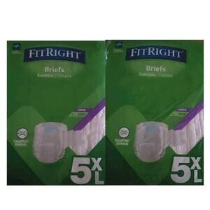 2 Pkgs Fitright Medline Briefs BARIBRIEFPLUS Size 5XL (90-106") 16 Count